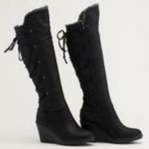 Sociology Pamela Knee High Wedge Heel Boots Sz 7.5